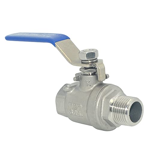1Pcs Full Port Ball Valve 1/2'' - Heavy Duty Male NPT (MNPT) X Female NPT (FNPT) Thread with Long Handle Switch,Stainless Steel 304 for Water, Oil, and Gas,1000WOG - size: 1/2''