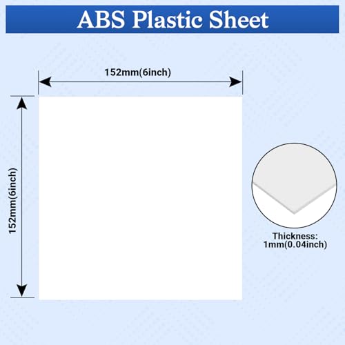 4 Pack White ABS Plastic Sheet, 6" x 6" x 0.04" Thick Hard Thermoplastic Sheet, Moldable Plastic Panel for Crafts, Car Interiors, Home Decor, DIY Projects - color: White, size: 6"x6"x0.04"
