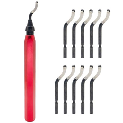 Deburring Tool Set RB1000 with 11 High Speed Steel Swivel Blades, 360 Degree Rotary Head for Metal, Resin, Aluminum, Copper, Plastic, 3D Printing, Brass, PVC Pipes - Ideal for Plumbing - Burr Removal - size: RB1000