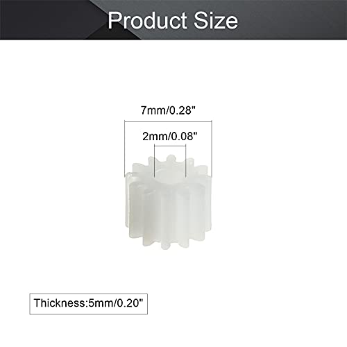Othmro 50PCS Plastic Gears 12 Teeth Model 122.5A, (2.5mm Hole Diameter 7mm Outer Diameter 5mm Thickness) Reduction Gear White Plastic Worm Gears for RC Car Robot Motor - color: 2.5A 12Teeth, size: Plastic Gears
