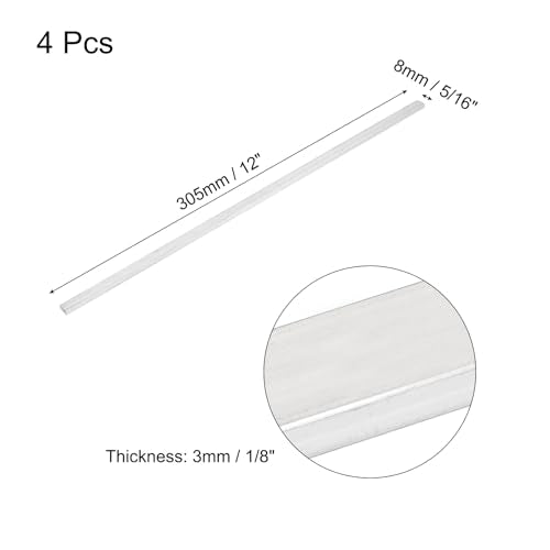 MECCANIXITY 4 Pcs Square Aluminum Flat Bar, 1/16" (3mm) Thick x 5/16" (8mm) Width x 12" (305mm) Long 6061 Aluminum Flat Plate Solid New Mill Stock Silver for Industrial Building - size: 1/16"(3mm)x5/16"(8mm)x12"(305mm)