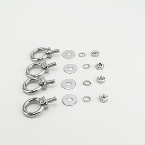 M6 Stainless Steel Eye Bolts with Nuts Washer 4 Pack, M6 x 12mm(1/4" x 0.47 inch) Shoulder Lifting Eye Bolt for Swing Truck, Heavy Duty Threaded Eyebolts for Tie Down Outdoor Yard Balcony - size: M6x12mm (1/4"x0.47")