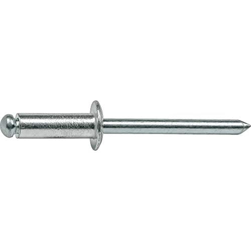 Fastenere Pop Rivets 1/8" x 3/16" (100 pcs) Aluminum Body Steel Mandrel, Heavy Duty, Open End, Low Carbon, Dome Head Blind Rivets, Corrosion Resistant & High Shear Strength, 4-3 Gap .126" - .187" - size: 1/8" x 3/16" (4-3) (100 Pack)