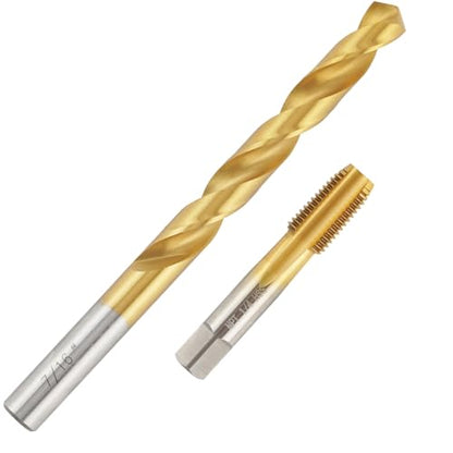 1/4"-18 Ti-Coated NPT Tap and 7/16" Drill Bit Set - size: NPT 1/4"-18 Tap & 7/16" Drill