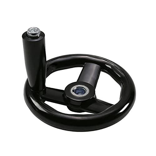 Othmro 1Pcs Round Three Hand Wheel 0.47in Center Hole Diameter 4.92in Handwheel Diameter Black PP 3 Spoked Lathe Handwheel Hand Wheel with Revolving Handle for Milling Machine Lathes Grinders - color: 0.47*4.9