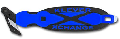 Klever XChange, Box Cutter, Safety Cutter, Utility Knife, Safety Knife, Replaceable Head Perfect For Cutting Double Wall Cardboard or Other Thick Material (Blue) - color: Blue