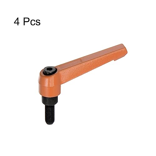 HARFINGTON 4pcs Adjustable Clamping Lever Handles M8 x 20mm Male Thread Bolt Knobs Rotating Screw Locking Quick Release Ratchet Push Button Handle, Orange - size: M8 x 20mm
