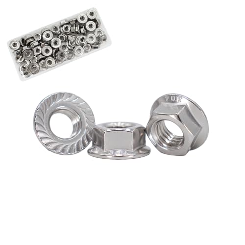 M6x1.0 Flange Nut,120 Pack,304 Stainless Steel Hex Serrated Flange Lock Nut - size: M6x1mm, 120 pcs