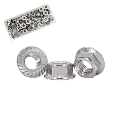M6x1.0 Flange Nut,120 Pack,304 Stainless Steel Hex Serrated Flange Lock Nut - size: M6x1mm, 120 pcs