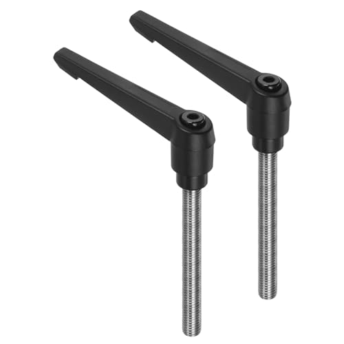 uxcell 2pcs Clamping Lever Handles, M10 x 72mm 304 Stainless Steel Threaded Male Stud, Adjustable Handles Locking Quick Release Ratchet Push Button Bolt Knobs, Black - size: M10 x 72mm