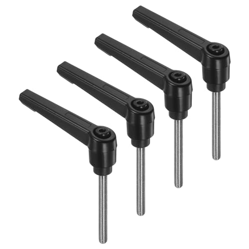 uxcell 4pcs Clamping Lever Handles, M5 x 50mm 304 Stainless Steel Threaded Male Stud, Adjustable Handles Locking Quick Release Ratchet Push Button Bolt Knobs, Black - size: M5 x 50mm