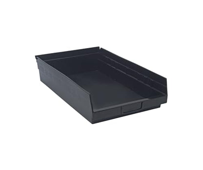 QUANTUM STORAGE SYSTEMS QSB110BR Economy Recycled Plastic Part Organizer Black Bins 18" L x 12" W x 4" H 8 Pack