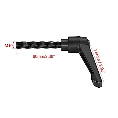uxcell M10 x 60mm Handle Adjustable Clamping Lever Knobs Black 2pcs - color: Black, size: M10 x 60mm