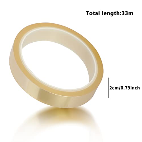 Viaky 3 Rolls High Temperature Tapes, 20mm*108ft Heat Resistant Tape No Residue Heat Transfer Adhesive Tape for Sublimation, Electronics, Soldering, 3D Printing, Heat Press（Clear） - color: Transparent