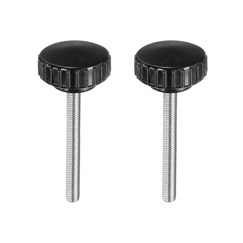 uxcell 2pcs Knurled Clamping Knobs M6 x 60mm Metric 304 Stainless Steel Male Thread Thumb Screw on Type 30mm Plastic Round Head Threaded Hand Bolt Stud Knobs Black - size: M6 x 60mm x 30mm