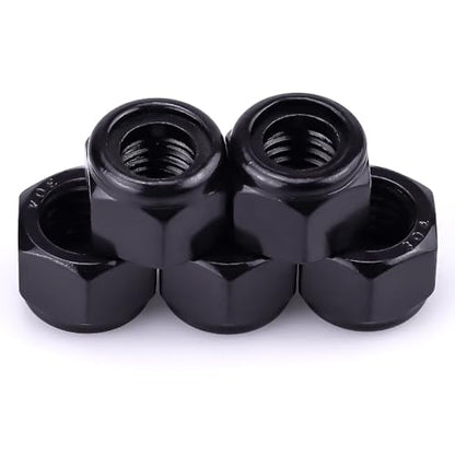 EASTLO #10-32 Lock Nuts Black, Nylon Insert Locknuts 304 Stainless Steel A2-70 Grade, Self Clinching Nuts, Coarse Thread, 100 PCS - size: #10-32