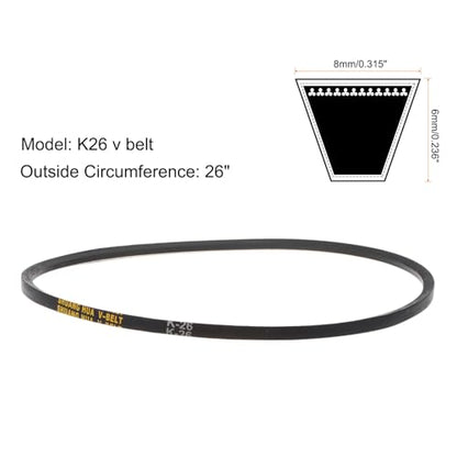 uxcell 2pcs K26 Rubber V Belt, K Section V-Belt 26" Outside Circumference x 0.315" Width x 0.236" Thick, Industrial Power Transmission Belt - size: K26