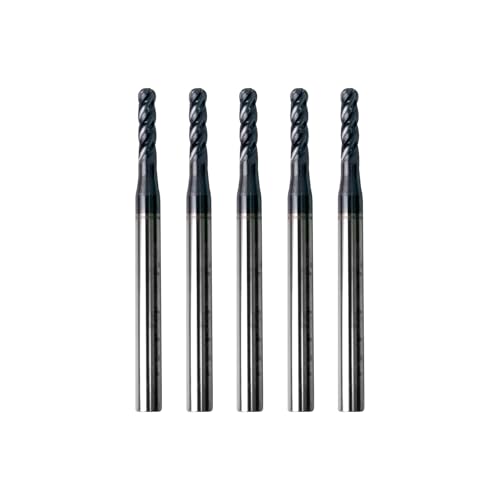 5Pcs 3/32" Carbide Ball Nose End Mills, ALTiN Coated, 4 Flute - size: 3/32 in