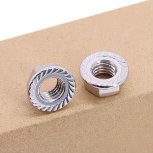 1/2-13 (20 Pcs) Serrated Flange Hex Nuts, 304 Stainless Steel 18/8 Hexagon Head Flange Nuts, Coarse Machine Thread - size: 1/2"-13