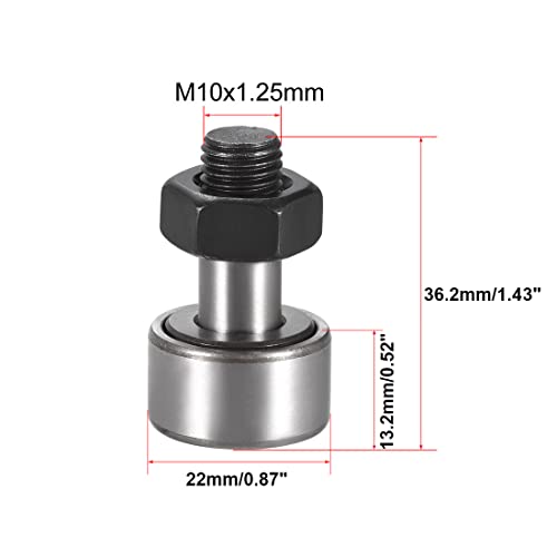 Cam Follower Track Runner Bearings, CF10/KR22 Needle Roller Bearing 22mm Roller Diameter Stud Type Track Cam Followers for Machine Tool Guide Rail and 3D Printers 4pcs - size: CF10/(KR22)
