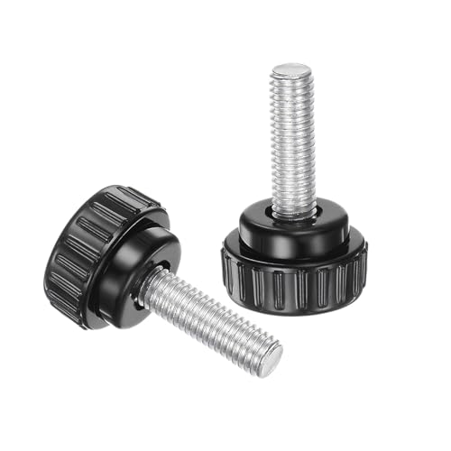 uxcell 4pcs Knurled Clamping Knobs M8 x 25mm Metric Zinc Plated Carbon Steel Male Thread Thumb Screw on Type 30mm Plastic Round Head Threaded Hand Bolt Stud Knobs Black - size: M8 x 25mm x 30mm
