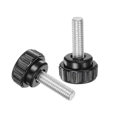uxcell 4pcs Knurled Clamping Knobs M8 x 25mm Metric Zinc Plated Carbon Steel Male Thread Thumb Screw on Type 30mm Plastic Round Head Threaded Hand Bolt Stud Knobs Black - size: M8 x 25mm x 30mm