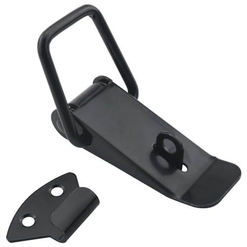 2PCS Spring Toggle Latches 8 Screws Stainless Steel Spring Loaded Latches 4.3x3.5x1x1.5x0.7 inches for Mounting Cabinet Boxes Suitcase Black