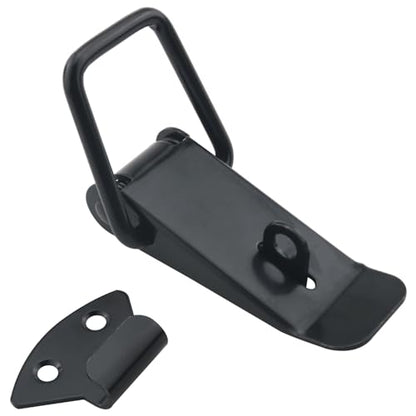 2PCS Spring Toggle Latches 8 Screws Stainless Steel Spring Loaded Latches 4.3x3.5x1x1.5x0.7 inches for Mounting Cabinet Boxes Suitcase Black