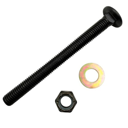 1/2"-13 x 5-1/2" Grade 8 Carriage Bolts (4-Pack) – Heavy-Duty Coarse Thread Bolts with Washers and Nylon Lock Nuts – Round Head Square Neck SAE J429 5.50" Plain Black Finish