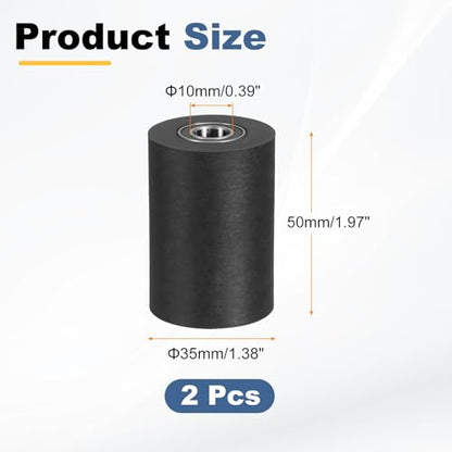 uxcell 2Pcs Plastic Roller Wheel with Bearings 3/8" x 1-3/8" x 1-15/16" - size: 3/8" x 1-3/8" x 1-15/16" (ID x OD x L)