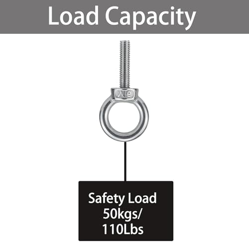 M6 Stainless Steel Lifting Eye Bolt with Nuts 4 Pack (M8 M10 x 1 2 4 inch Available), Metric M6 x 25mm (1/4" x 1 in) Ring Shoulder Eye Bolt for Swing, Threaded Eyebolt kit for Tie Down Outdoor - size: M6x25mm (1/4"x1")