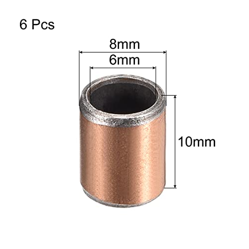 uxcell Sleeve Bearings 6mm Bore x 8mm OD x 10mm Length Plain Wrapped Oil-Less Bushing 6pcs - size: 6x8x10mm