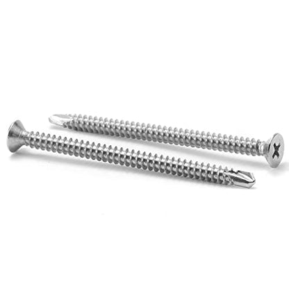 #10 x 2-3/4" Sheet Metal Screws 100Pcs 410 Stainless Steel Flat Head Tek Screws Fast Self Tapping Screws by SG TZH - size: #10 x 2-3/4"