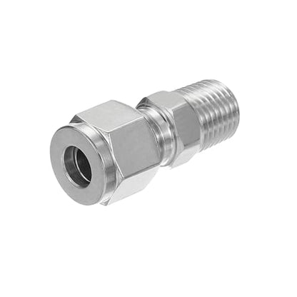 PATIKIL 1/4NPT x 8mm 304 Stainless Steel Compression Tube Fitting, Double Ferrules Compression Tube Fitting Straight Adapter Connect - size: 1/4NPT x 8mm