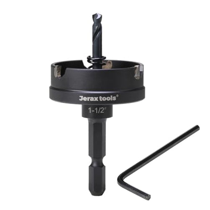 Tungsten Carbide Tipped Quick Change Hole Cutter, 1-1/2 inch TCT Hole Saw, Oxided Coating with 5mm Hole Depth Heavy Duty, for Stainless Steel, Mild Steel, Iron, Copper, Brass, Plastic - size: 38mm | 1-1/2", style: Single Pack