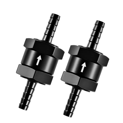 5/32" 2PCS Fuel One-way Check Valve, Aluminium Alloy 4mm OD Fuel Line Check Valve One Way Non Return for Diesel Gasoline Water, Black (Set of 2) - color: Black, size: 5/32" (4mm)