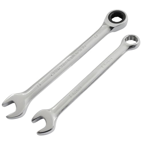 14mm Ratcheting Wrench 2 Pcs 72-Tooth 12-Point Chrome Plated - size: 14mm