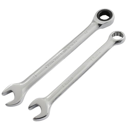 14mm Ratcheting Wrench 2 Pcs 72-Tooth 12-Point Chrome Plated - size: 14mm