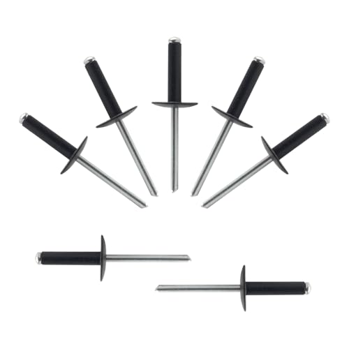ALLCLEAN (90 pcs) 3/16 * 3/4" Large Flange Open End Black Aluminum Blind Rivets,4.8 * 20 Pop Blind Rivet - color: Black, size: 3/16"*3/4"