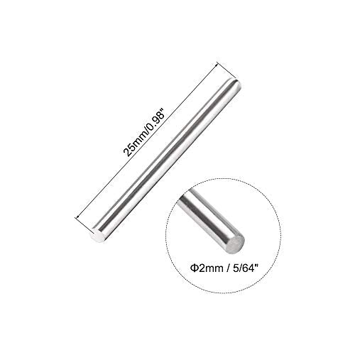 uxcell 2mm x 25mm 304 Stainless Steel Solid Round Rod for DIY Craft - 20pcs - size: 2mm x 25mm
