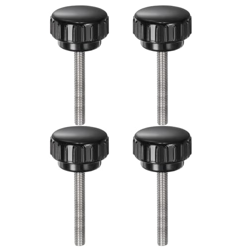 uxcell 4pcs Knurled Clamping Knobs M5 x 45mm Metric 304 Stainless Steel Male Thread Thumb Screw on Type 25mm Plastic Round Head Threaded Hand Bolt Stud Knobs Black - size: M5 x 45mm x 25mm