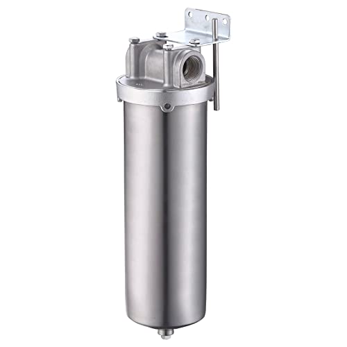 NSF/ANSI 42 Certification 304Stainless Steel Filter Housing for 10"Filter Cartridge, 3/4" NPT Water Filter Housing, Drain Valve Style C (Square Head) - size: 10" C Housing