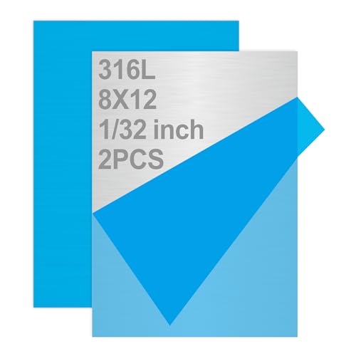 316L Stainless Steel Sheet 8x12x0.031 (23 Ga) 2 Pack, Brushed Metal Plates for Home DIY, Jewelry Making, Model Building - Rust Resistant, Cut-to-Size Ready - size: 8"x12"x1/32"(2Pack)