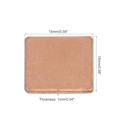 MECCANIXITY Heatsink Copper Sheet Shim, 1mm Thickness 15 x 15mm Pad with Thermal Conductive Adhesive Tape for Desktop Computer CPU Cooling Patch 5 Set - size: 1mm
