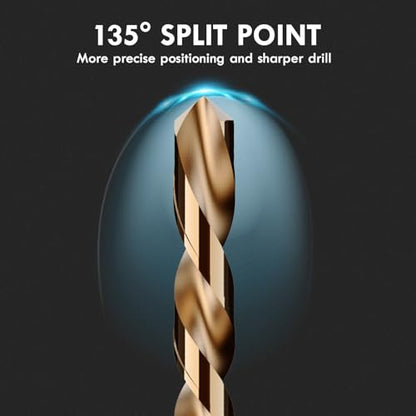 13Pcs(1/16"-1/4") Cobalt Left Hand Drill Bit Set Jobber Length - size: 13pcs Left Hand, 1/16"-1/4"