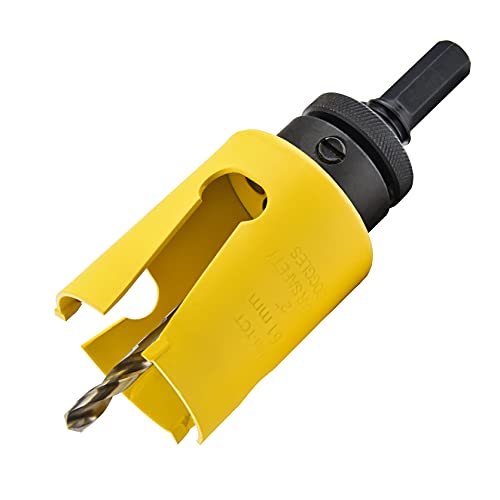 MaxTool 2-1/4" TCT Hole Saw 57mm Carbide Tip Holesaw 2.25" Deep with 5/8-18 Thread Arbor Pilot Drill 3-Piece for Tough Abrasive Material; CT00Y57R216A