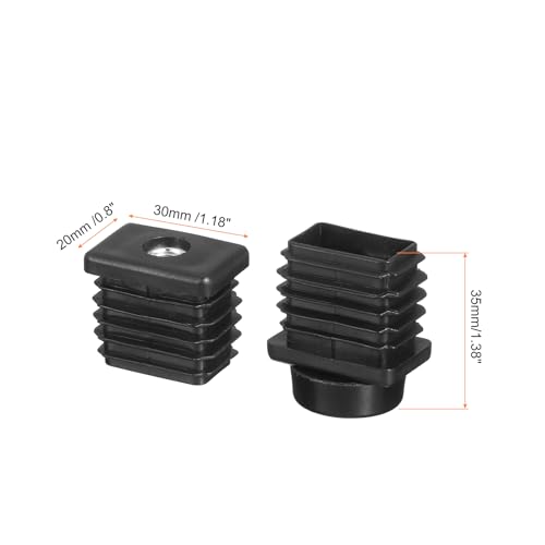 uxcell 4 Set Leveling Feet, 20x30mm Plastic Adjustable Furniture Leg Leveling Rectangle Tube Insert Screw-in Glide Levelers Fit Hole 20mm for Table Chair Furniture, Black - size: 20x30mm