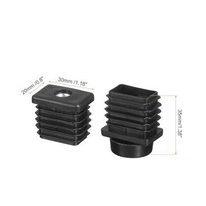 uxcell 4 Set Leveling Feet, 20x30mm Plastic Adjustable Furniture Leg Leveling Rectangle Tube Insert Screw-in Glide Levelers Fit Hole 20mm for Table Chair Furniture, Black - size: 20x30mm