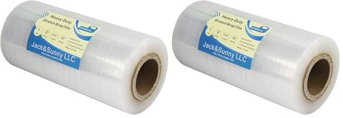 Clear Industrial Strength Mini Hand Stretch Wrap Film 9" 1000ft - 80 Gauge(20 Micron) Cling Commercial Plastic Pallet Supplies Shrink Mini Wrap for Moving Shipping Packing 1 roll (Pack of 2) - size: 9''clear (Pack of 2)