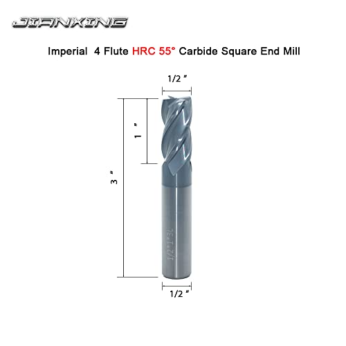 1/2" Carbide Square End Mill, 4 Flute, AlTiN Coating, 1 Pc - size: 1/2" (1 Pc), style: For Alloy Steels